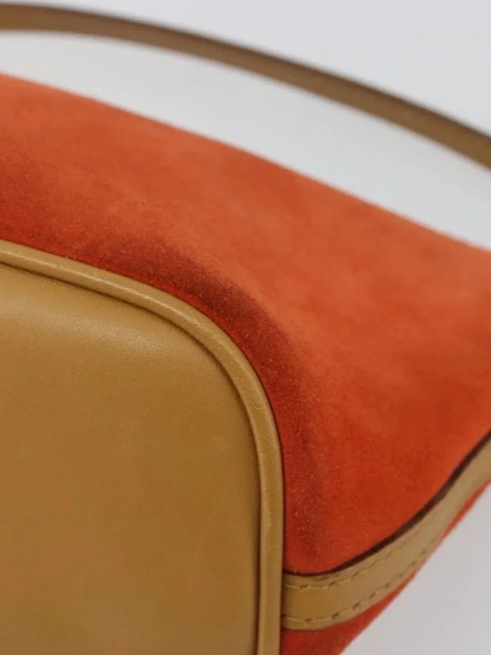 GUCCI Hand Bag Suede Orange Gold 039 1103 Auth BA13451